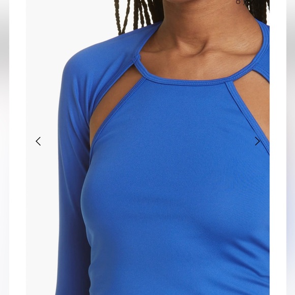 SammyB ALEXIS LONG SLV CROP TOP Blue Sz XL Open back NWT - Picture 4 of 11